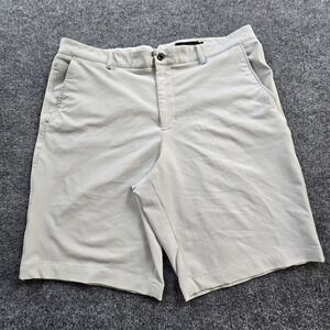 Dunning Golf Shorts Men's 38 Tan Khaki Performance Stretch Flat Front Poly Blend